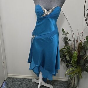 Princess Vibrant Blue Rhinestone Homecoming Midi Dress Size 6